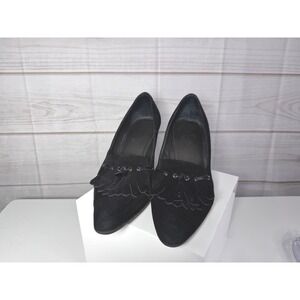 Franco Sarto Womens Black Suede Kiltie Tassel Pointed Toe Block Heel Pumps 9M